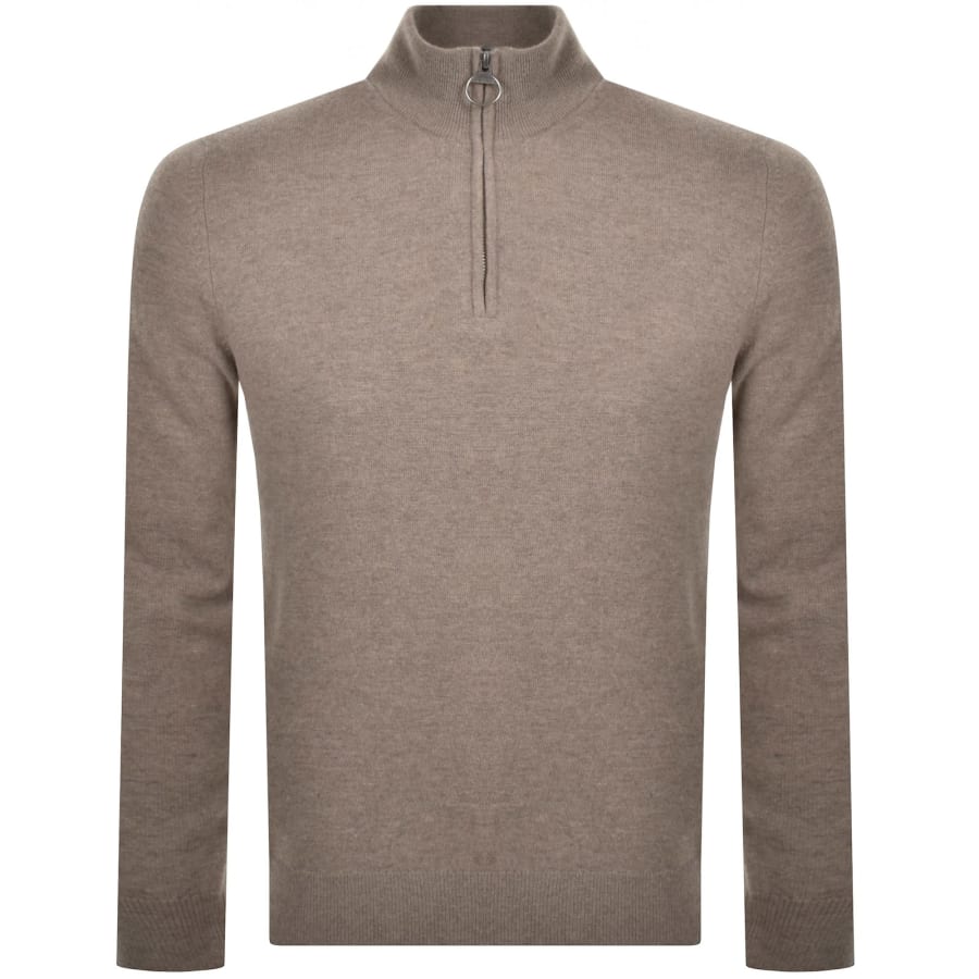 Barbour Marlow Wool Half Zip Knit Jumper Beige Mainline Menswear Ireland